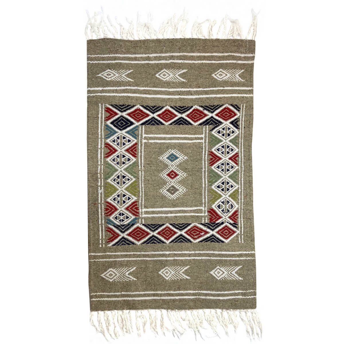 tappeto berbero Tappeto Kilim Awriba 58x96 Grigio (Fatto a mano, Lana, Tunisia) Tappeto kilim tunisino, in stile marocchino. Tap