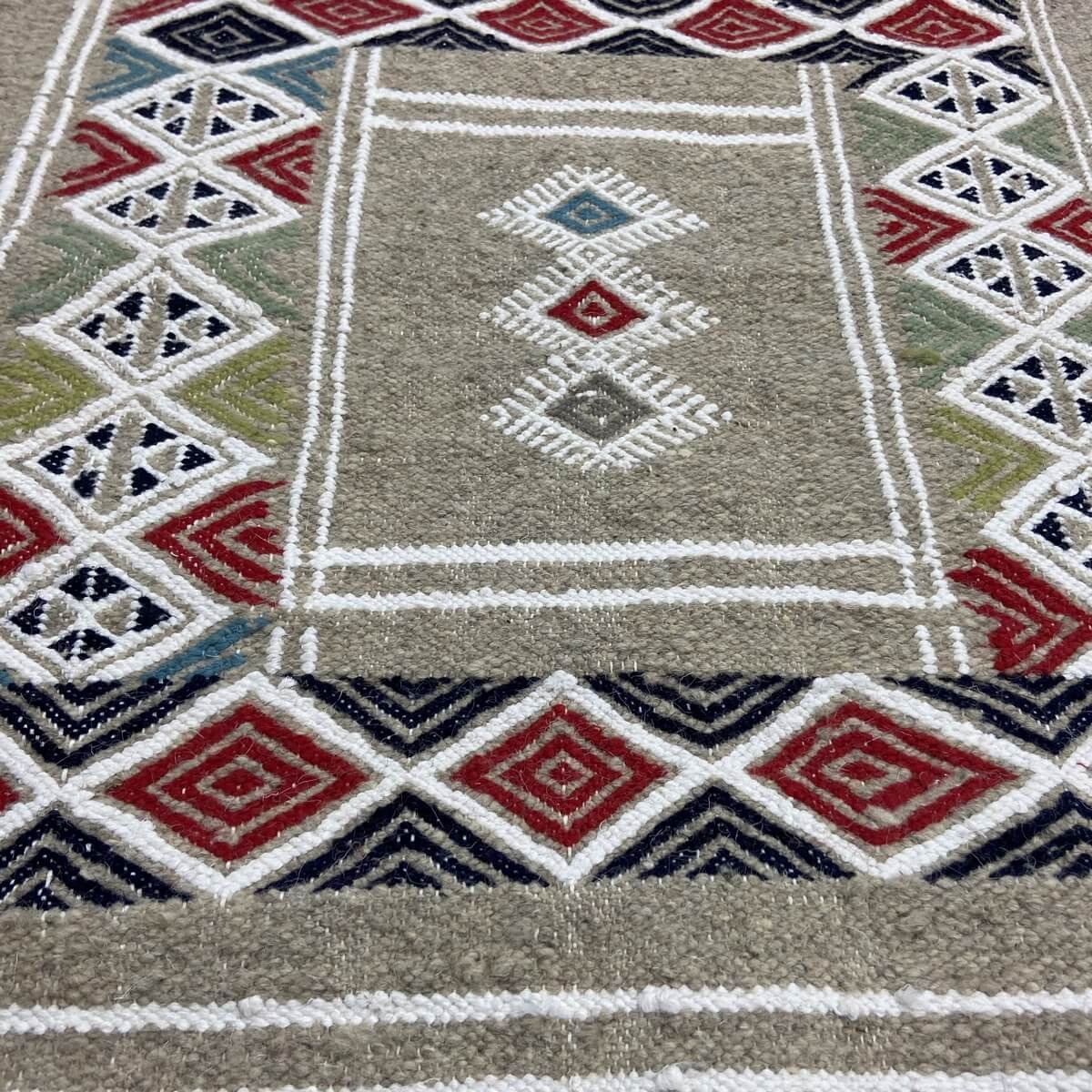 tappeto berbero Tappeto Kilim Awriba 58x96 Grigio (Fatto a mano, Lana, Tunisia) Tappeto kilim tunisino, in stile marocchino. Tap