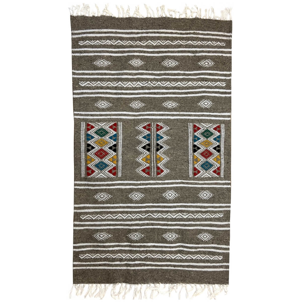 Alfombra bereber Alfombra Kilim Amadur 69x114 Gris (Hecho a mano, Lana, Túnez) Alfombra kilim tunecina, estilo marroquí. Alfombr