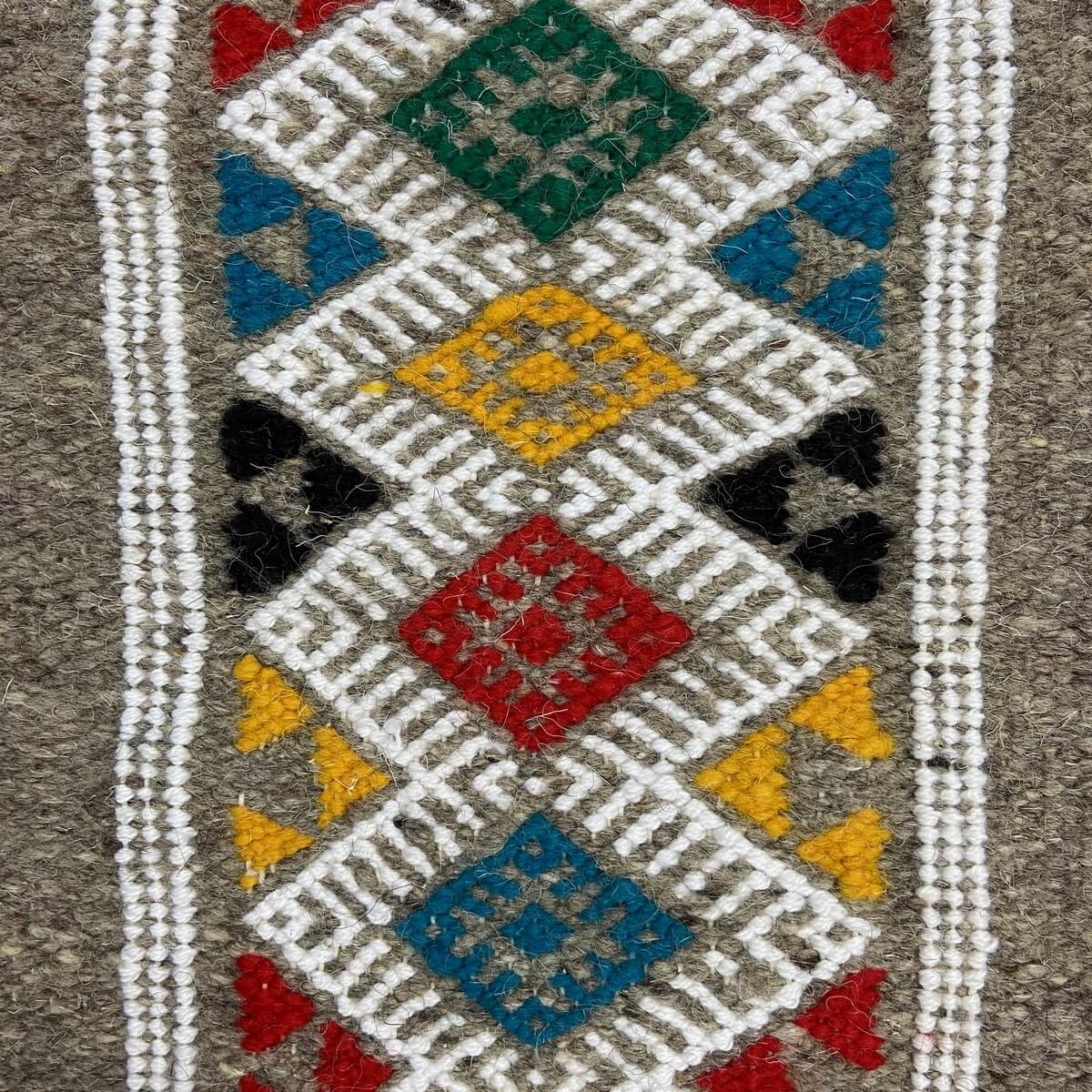 Alfombra bereber Alfombra Kilim Amadur 69x114 Gris (Hecho a mano, Lana, Túnez) Alfombra kilim tunecina, estilo marroquí. Alfombr