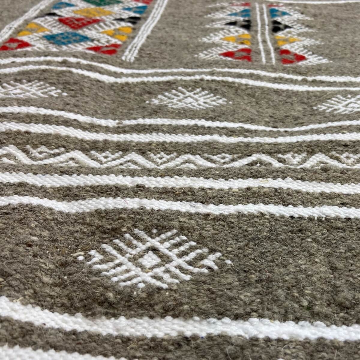 Tapis berbère Tapis Kilim Amadur 69x114 Gris (Tissé main, Laine, Tunisie) Tapis kilim tunisien style tapis marocain. Tapis recta
