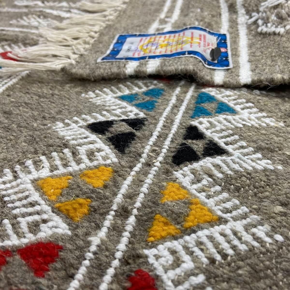 Alfombra bereber Alfombra Kilim Amadur 69x114 Gris (Hecho a mano, Lana, Túnez) Alfombra kilim tunecina, estilo marroquí. Alfombr