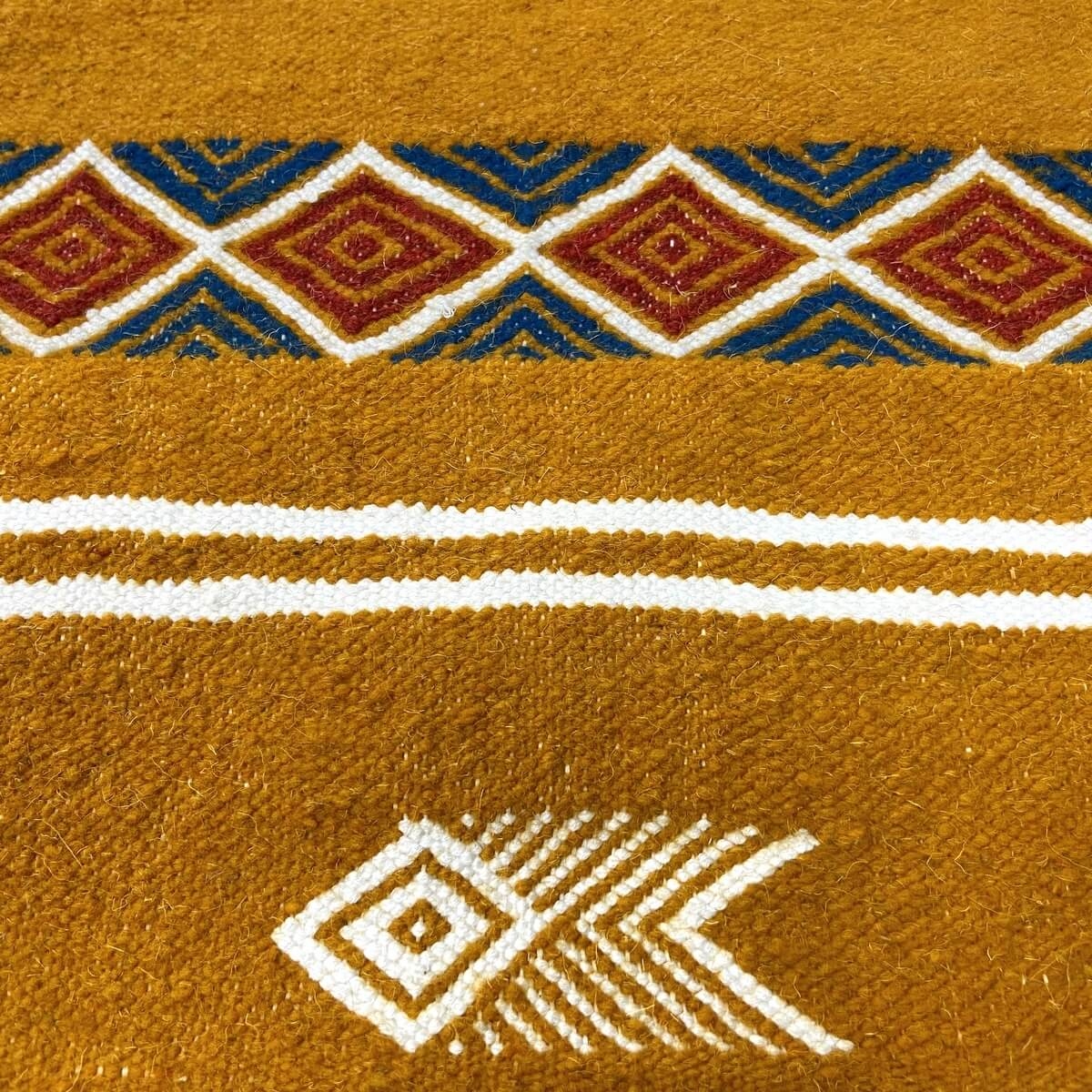 Tapete berbere Tapete Kilim Belem 56x104 Amarelo (Tecidos à mão, Lã, Tunísia) Tapete tunisiano kilim, estilo marroquino. Tapete 