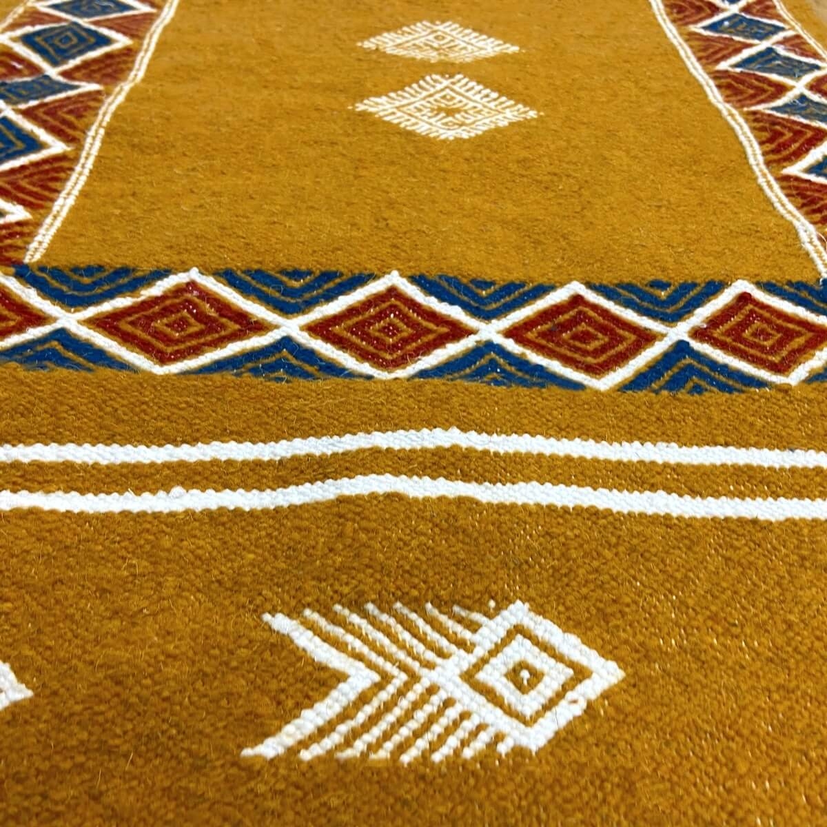 Tapete berbere Tapete Kilim Belem 56x104 Amarelo (Tecidos à mão, Lã, Tunísia) Tapete tunisiano kilim, estilo marroquino. Tapete 