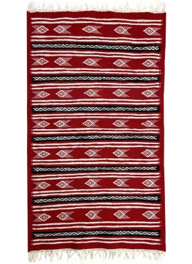 tappeto berbero Tappeto Kilim Danbelu 72x120 Rosso (Fatto a mano, Lana, Tunisia) Tappeto kilim tunisino, in stile marocchino. Ta