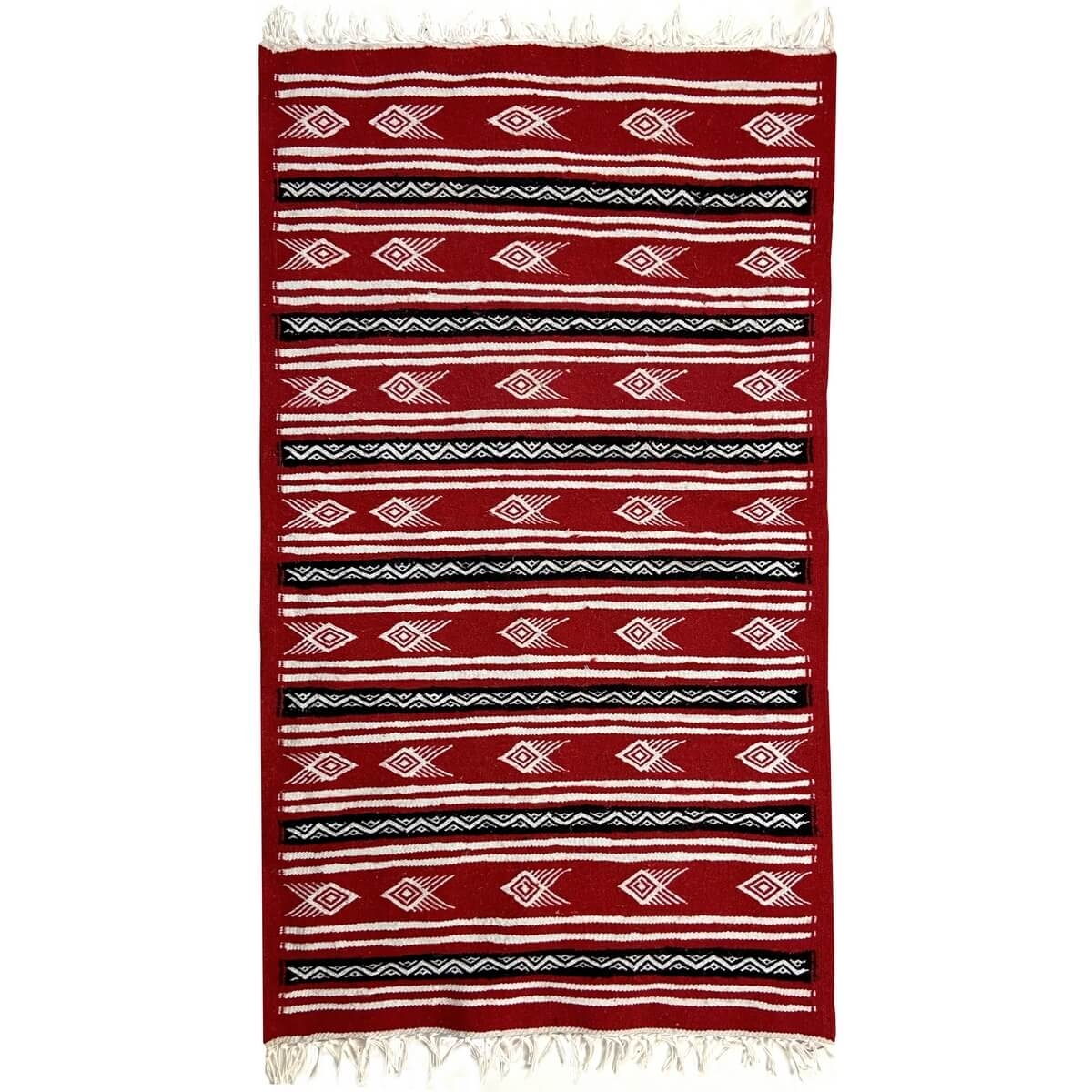 Berber tapijt Tapijt Kilim Danbelu 72x120 Rood (Handgeweven, Wol, Tunesië) Tunesisch kilimdeken, Marokkaanse stijl. Rechthoekig 