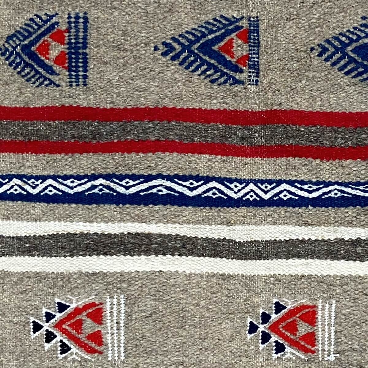 Alfombra bereber Alfombra Kilim largo Faskat 68x194 Gris (Hecho a mano, Lana, Túnez) Alfombra kilim tunecina, estilo marroquí. A