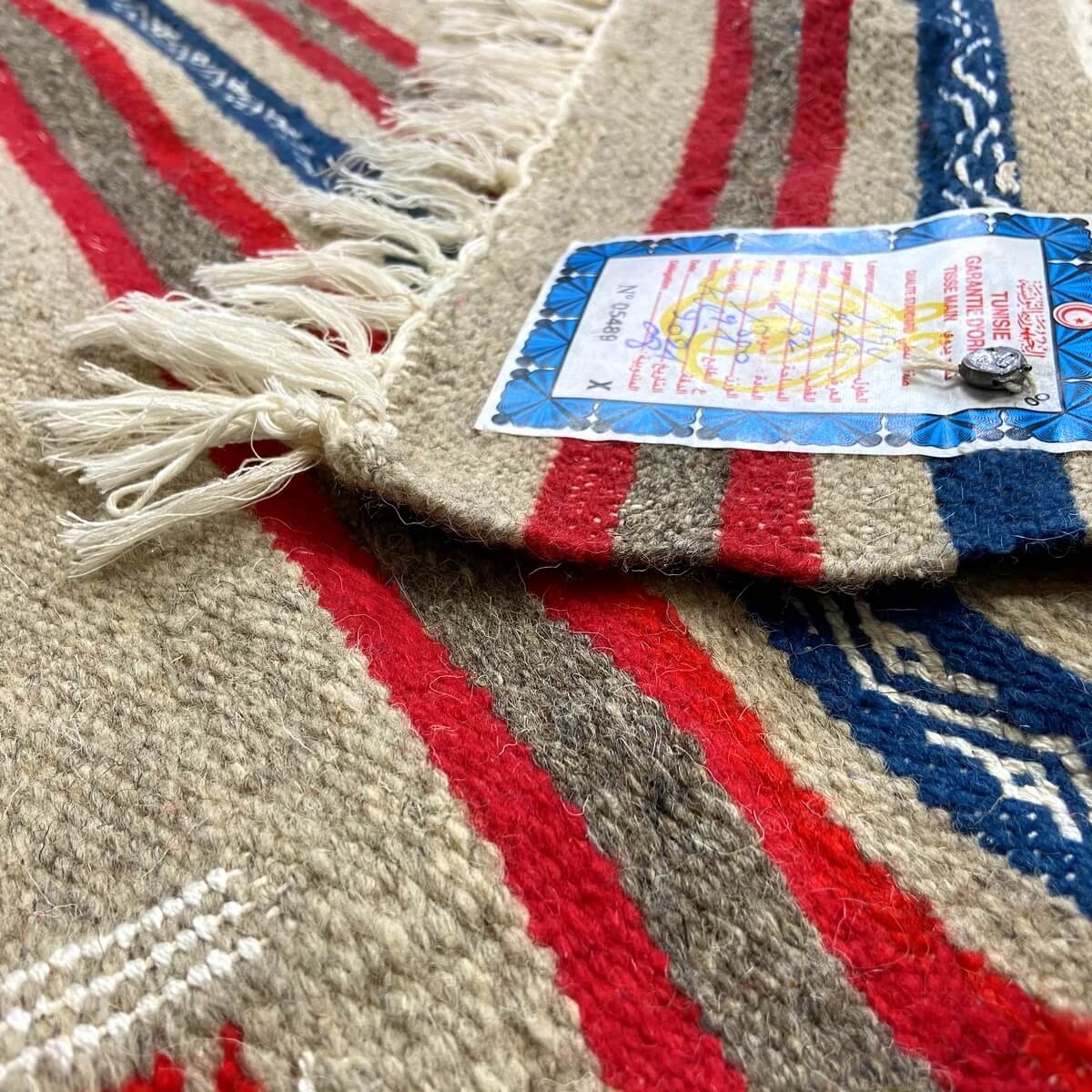 Alfombra bereber Alfombra Kilim largo Faskat 68x194 Gris (Hecho a mano, Lana, Túnez) Alfombra kilim tunecina, estilo marroquí. A