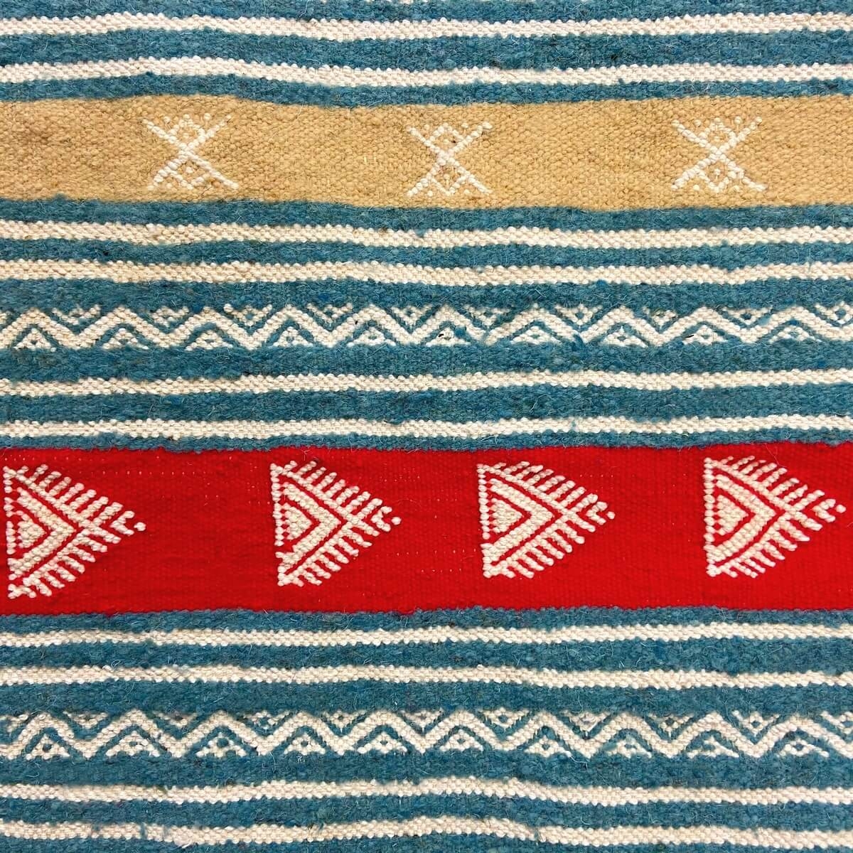 tappeto berbero Tappeto Kilim Ebeles 56x116 Turchese/Giallo/Rosso (Fatto a mano, Lana) Tappeto kilim tunisino, in stile marocchi