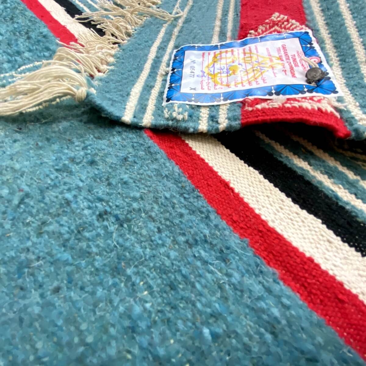 tappeto berbero Tappeto Kilim Ebeles 56x116 Turchese/Giallo/Rosso (Fatto a mano, Lana) Tappeto kilim tunisino, in stile marocchi