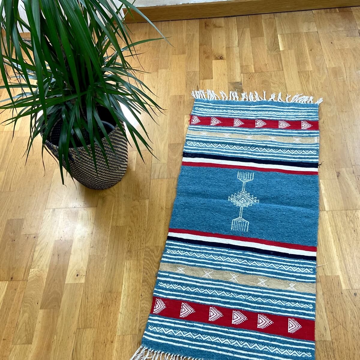 Rug Kilim Ebeles 56x116 Blue Turquoise, Turquoise And Red Rug