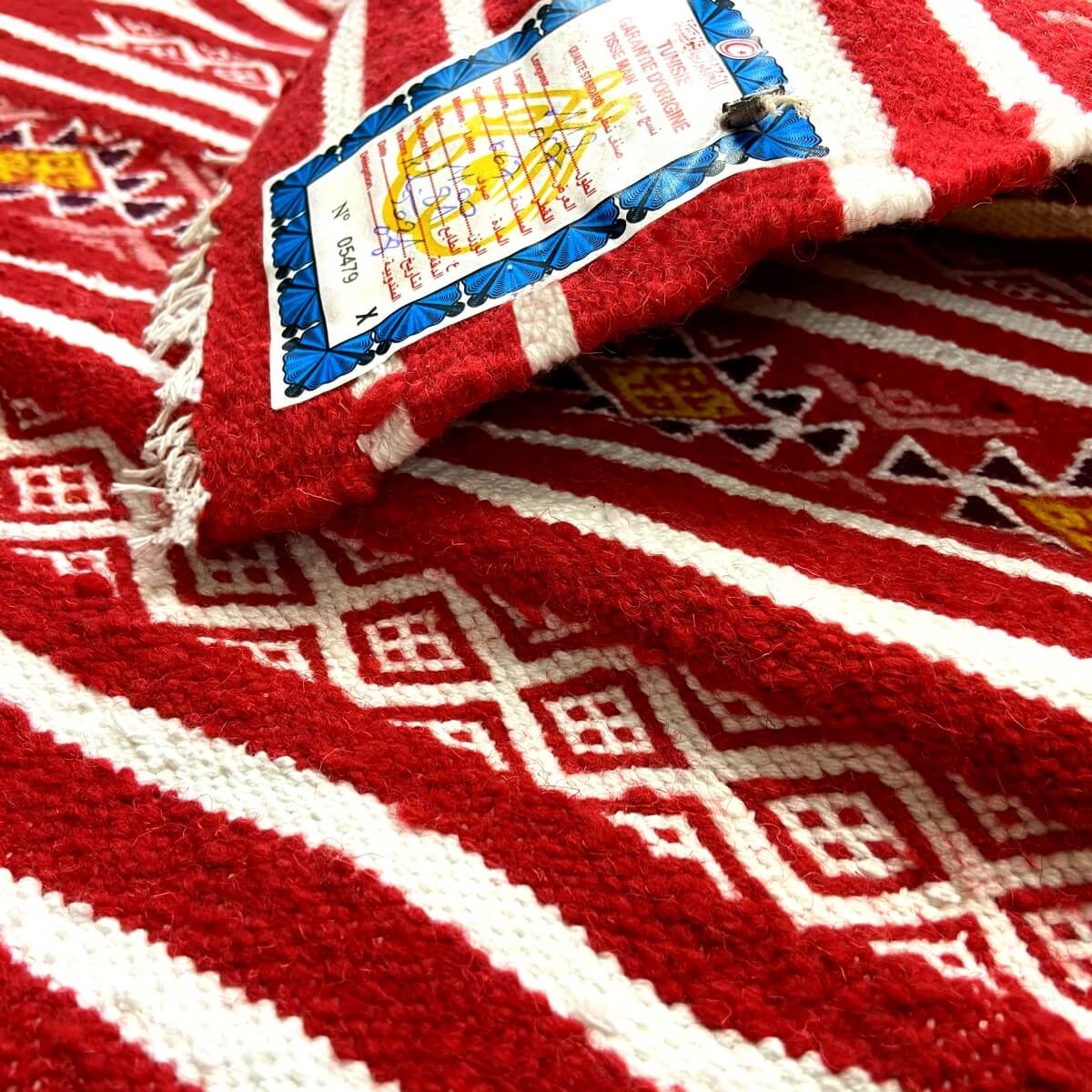 Berber Teppich Teppich Kelim Friqya 57x118 Rot (Handgewebt, Wolle, Tunesien) Tunesischer Kelim-Teppich im marokkanischen Stil. R