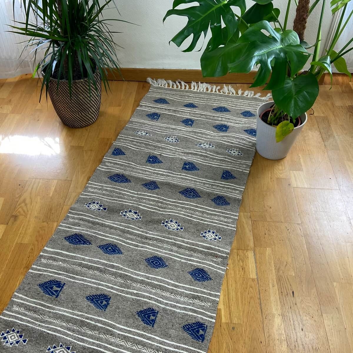 tappeto berbero Tappeto Kilim lungo Ernoud 73x227 Grigio (Fatto a mano, Lana, Tunisia) Tappeto kilim tunisino, in stile marocchi