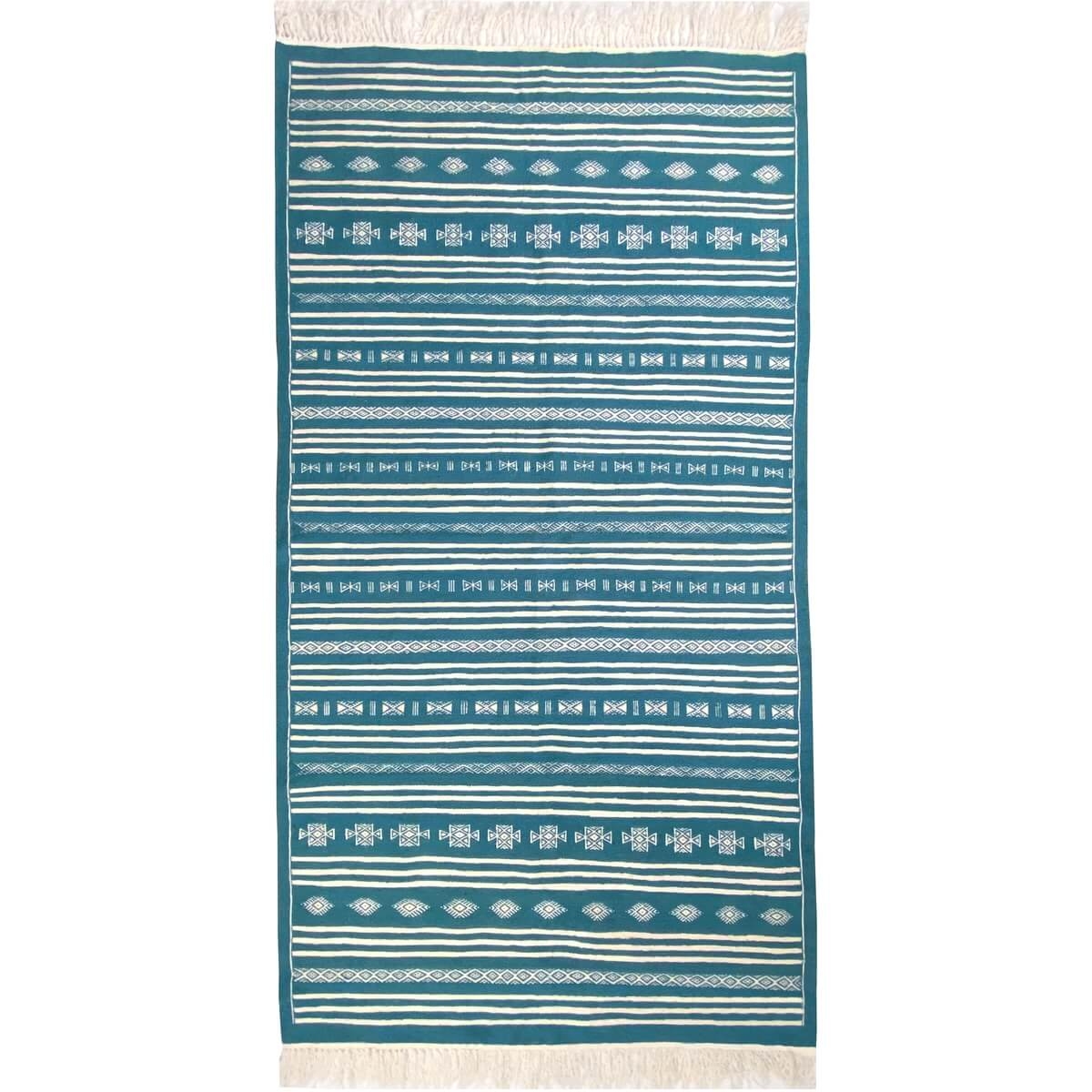 tappeto berbero Tappeto Kilim Thegha 112x208  Turchese (Fatto a mano, Lana) Tappeto kilim tunisino, in stile marocchino. Tappeto