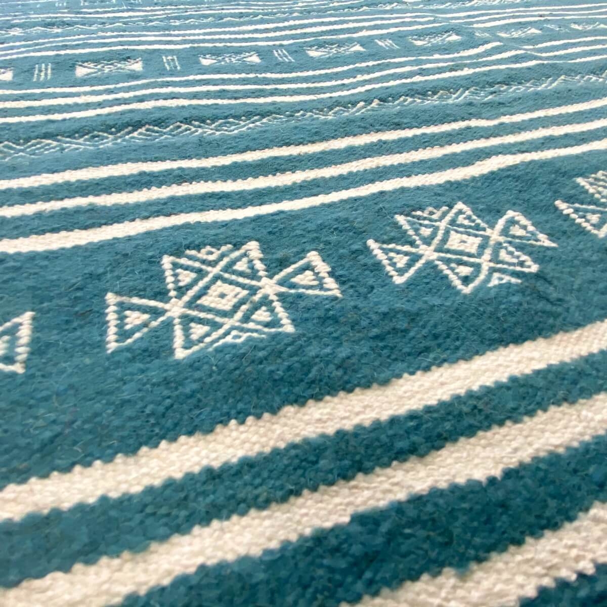 tappeto berbero Tappeto Kilim Thegha 112x208  Turchese (Fatto a mano, Lana) Tappeto kilim tunisino, in stile marocchino. Tappeto