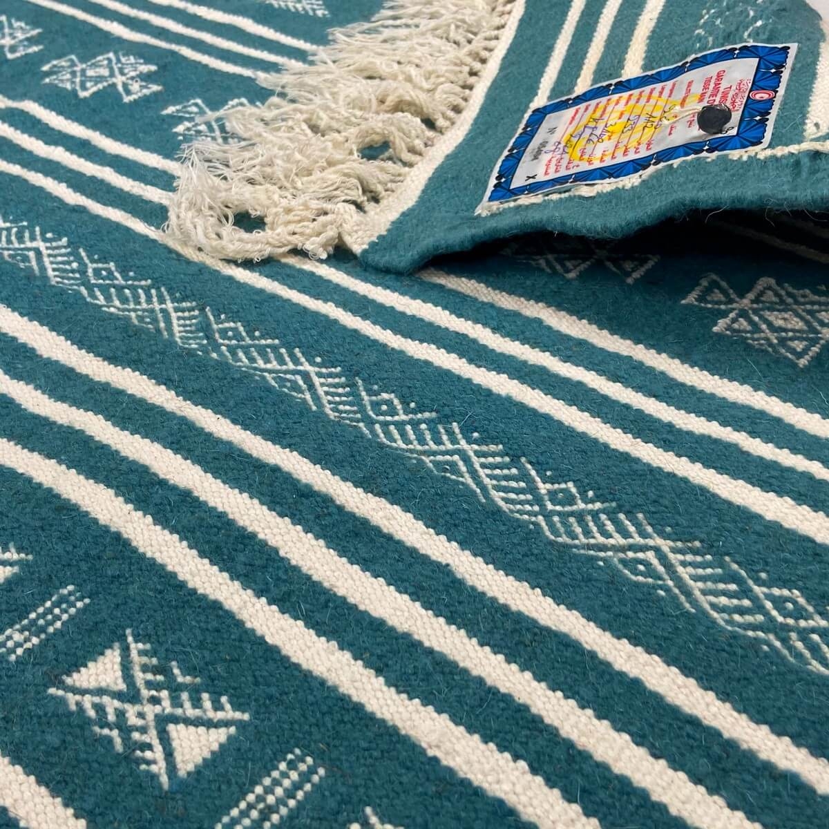 tappeto berbero Tappeto Kilim Thegha 112x208  Turchese (Fatto a mano, Lana) Tappeto kilim tunisino, in stile marocchino. Tappeto