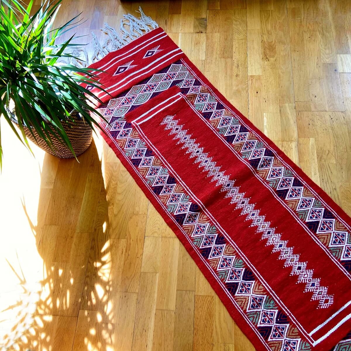 Berber Teppich Teppich Kelim lang Senniri 58x197 Mehrfarben (Handgewebt, Wolle) Tunesischer Kelim-Teppich im marokkanischen Stil