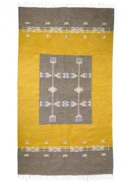 tappeto berbero Tappeto Kilim Israsen 114x202 Grigio/Giallo (Fatto a mano, Lana, Tunisia) Tappeto kilim tunisino, in stile maroc