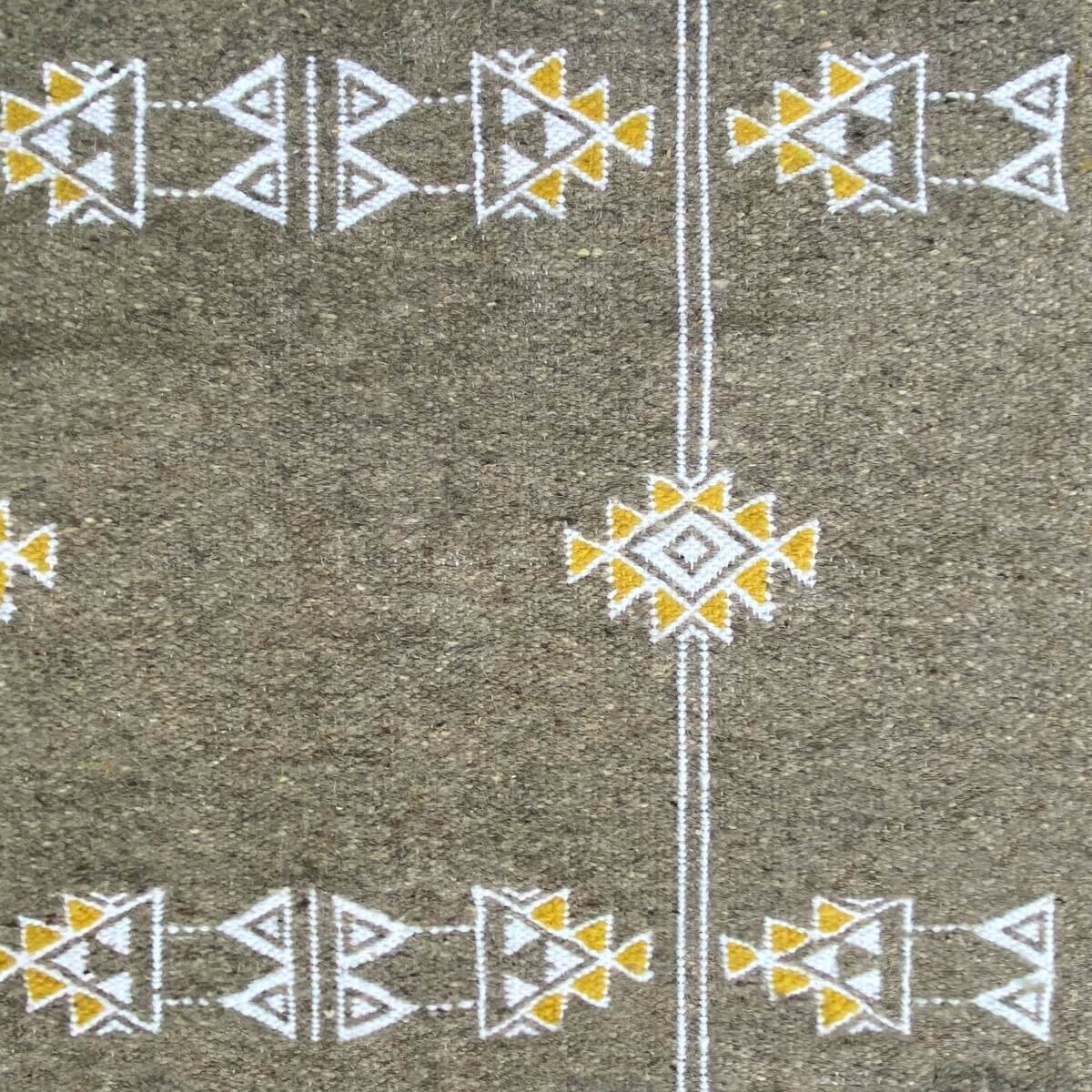 tappeto berbero Tappeto Kilim Israsen 114x202 Grigio/Giallo (Fatto a mano, Lana, Tunisia) Tappeto kilim tunisino, in stile maroc
