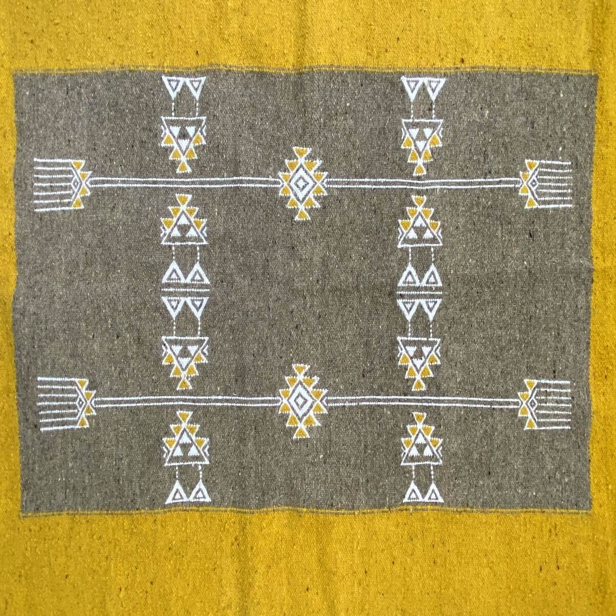 tappeto berbero Tappeto Kilim Israsen 114x202 Grigio/Giallo (Fatto a mano, Lana, Tunisia) Tappeto kilim tunisino, in stile maroc
