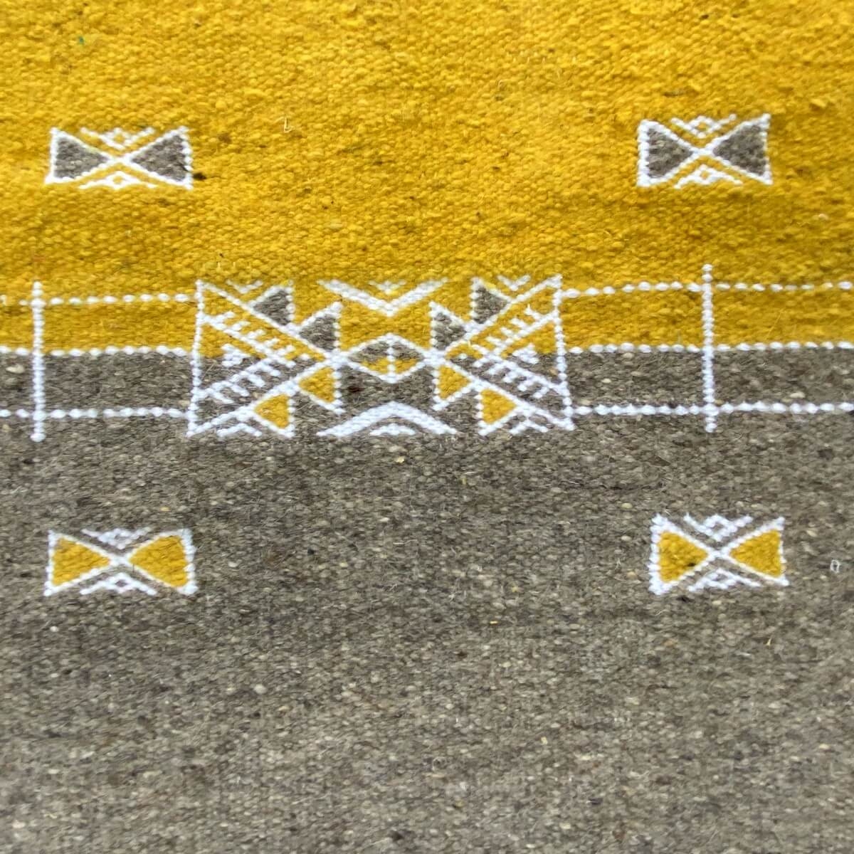 tappeto berbero Tappeto Kilim Israsen 114x202 Grigio/Giallo (Fatto a mano, Lana, Tunisia) Tappeto kilim tunisino, in stile maroc