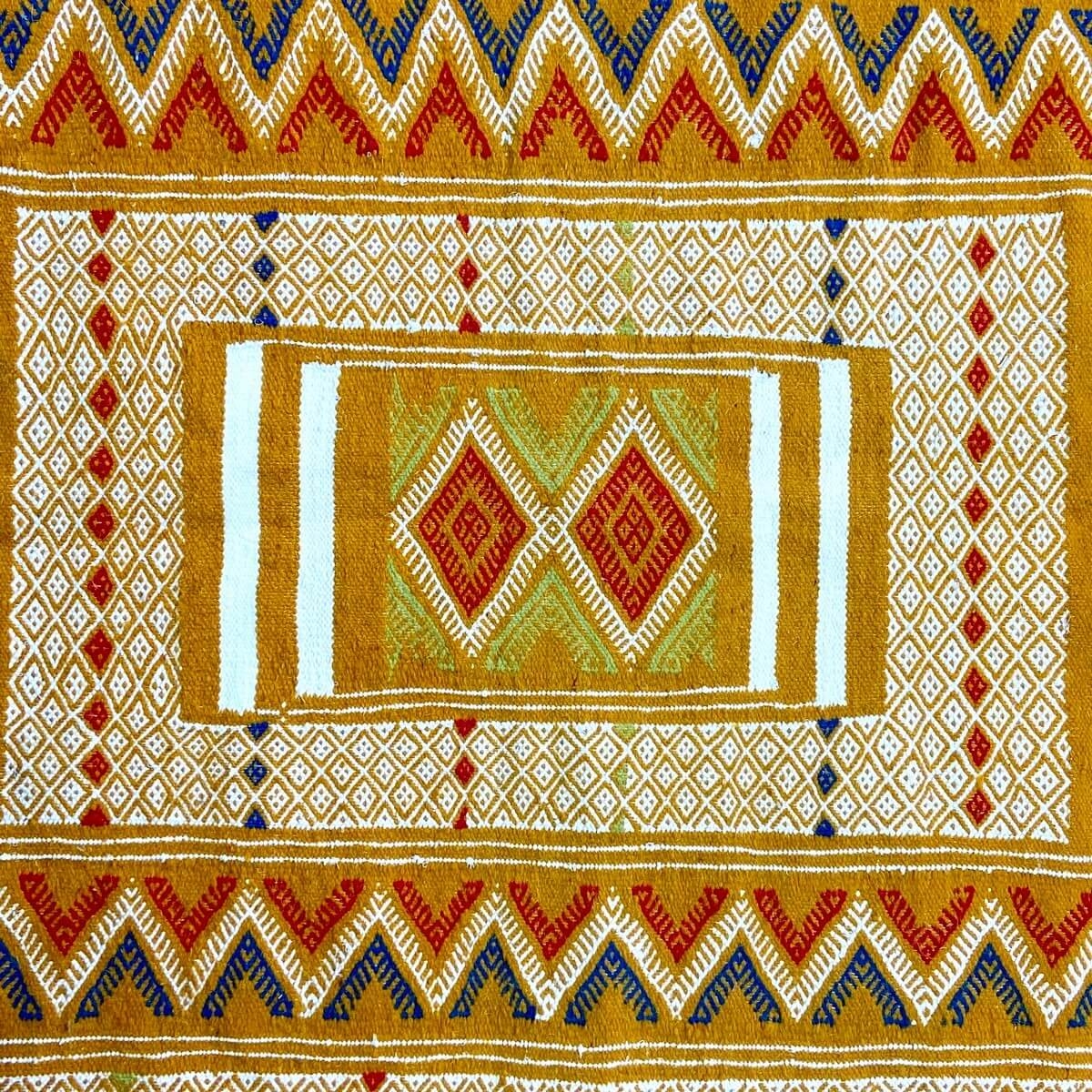 Tapete berbere Tapete Kilim Tegiza 112x200 Branco/Amarelado (Tecidos à mão, Lã) Tapete tunisiano kilim, estilo marroquino. Tapet