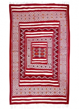 Berber tapijt Tapijt Kilim Yekker 114x194 Rood (Handgeweven, Wol, Tunesië) Tunesisch kilimdeken, Marokkaanse stijl. Rechthoekig 