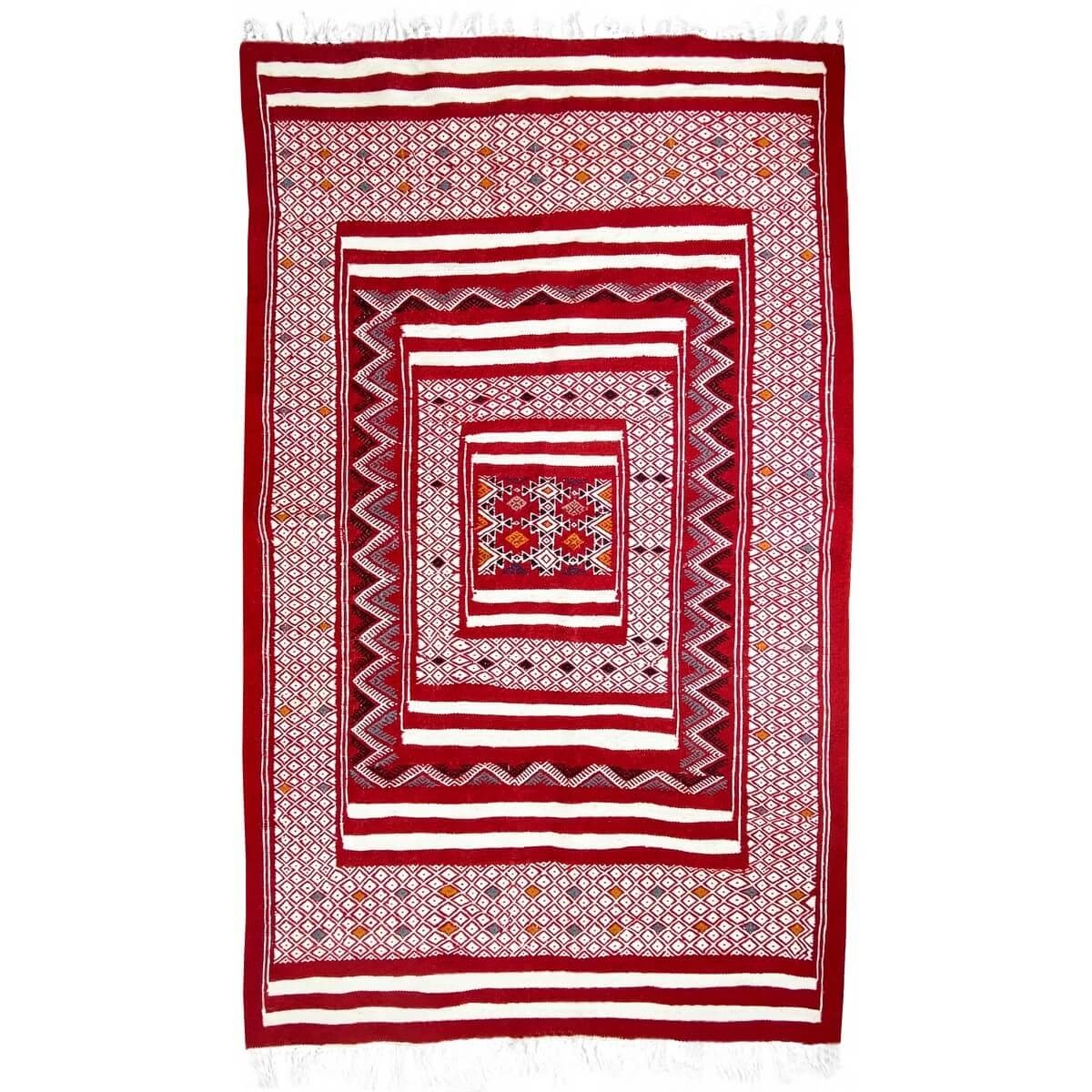 Alfombra bereber Alfombra Kilim Yekker 114x194 Rojo (Hecho a mano, Lana, Túnez) Alfombra kilim tunecina, estilo marroquí. Alfomb