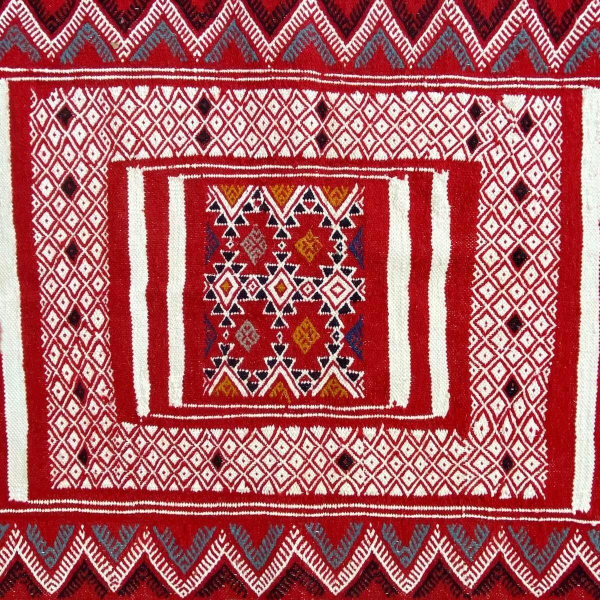 Tapete berbere Tapete Kilim Yekker 114x194 Vermelho (Tecidos à mão, Lã, Tunísia) Tapete tunisiano kilim, estilo marroquino. Tape