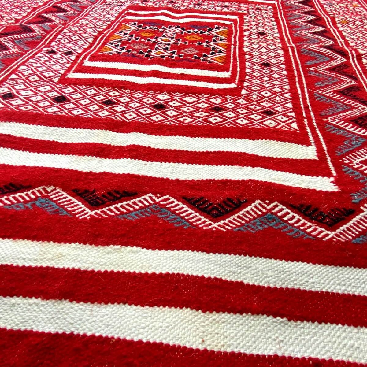 Tapete berbere Tapete Kilim Yekker 114x194 Vermelho (Tecidos à mão, Lã, Tunísia) Tapete tunisiano kilim, estilo marroquino. Tape