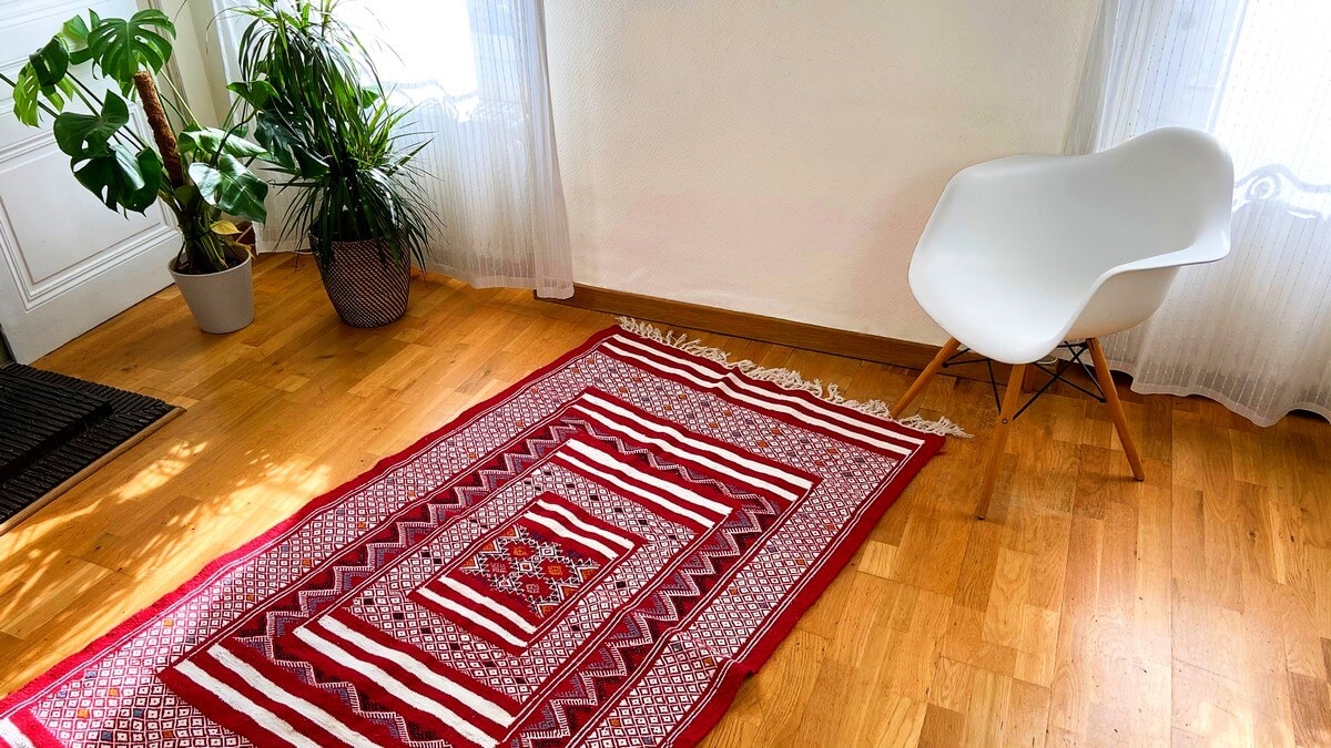 Tapete berbere Tapete Kilim Yekker 114x194 Vermelho (Tecidos à mão, Lã, Tunísia) Tapete tunisiano kilim, estilo marroquino. Tape