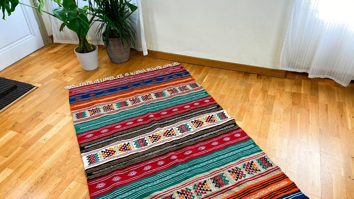 tappeto berbero Tappeto Kilim Zegna 118x204 Multicolore (Fatto a mano, Lana) Tappeto kilim tunisino, in stile marocchino. Tappet