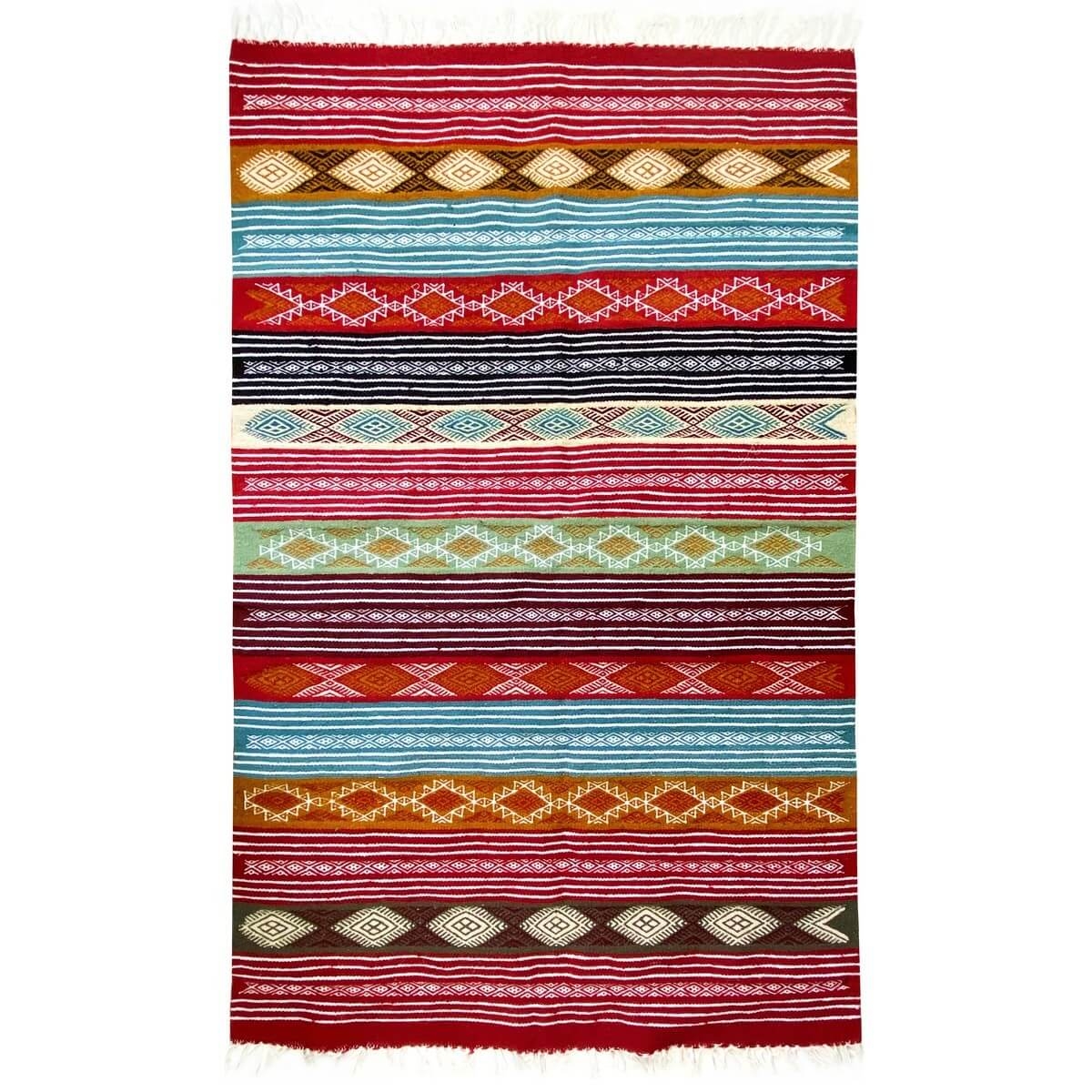 Berber tapijt Tapijt Kilim Nemzi 118x192 Veelkleurig (Handgeweven, Wol, Tunesië) Tunesisch kilimdeken, Marokkaanse stijl. Rechth