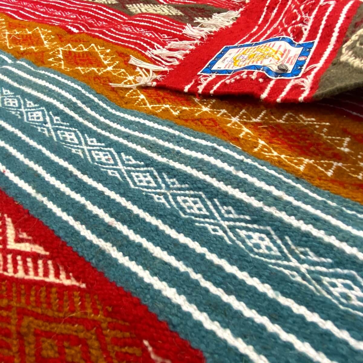 Berber tapijt Tapijt Kilim Nemzi 118x192 Veelkleurig (Handgeweven, Wol, Tunesië) Tunesisch kilimdeken, Marokkaanse stijl. Rechth