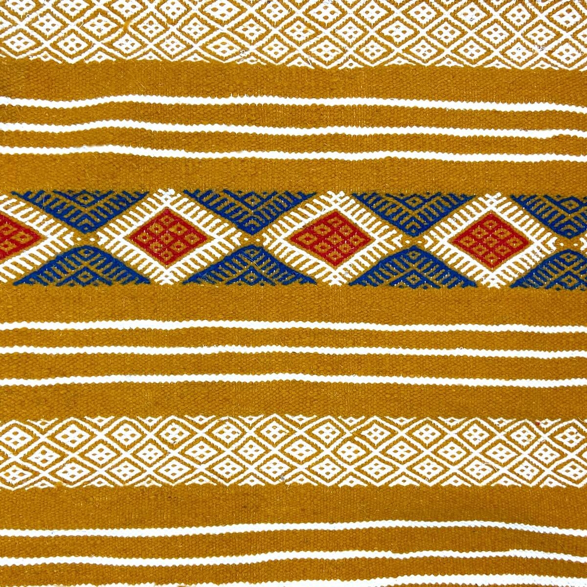 Tapis berbère Tapis Kilim Kadey 123x196 Jaune (Tissé main, Laine) Tapis kilim tunisien style tapis marocain. Tapis rectangulaire
