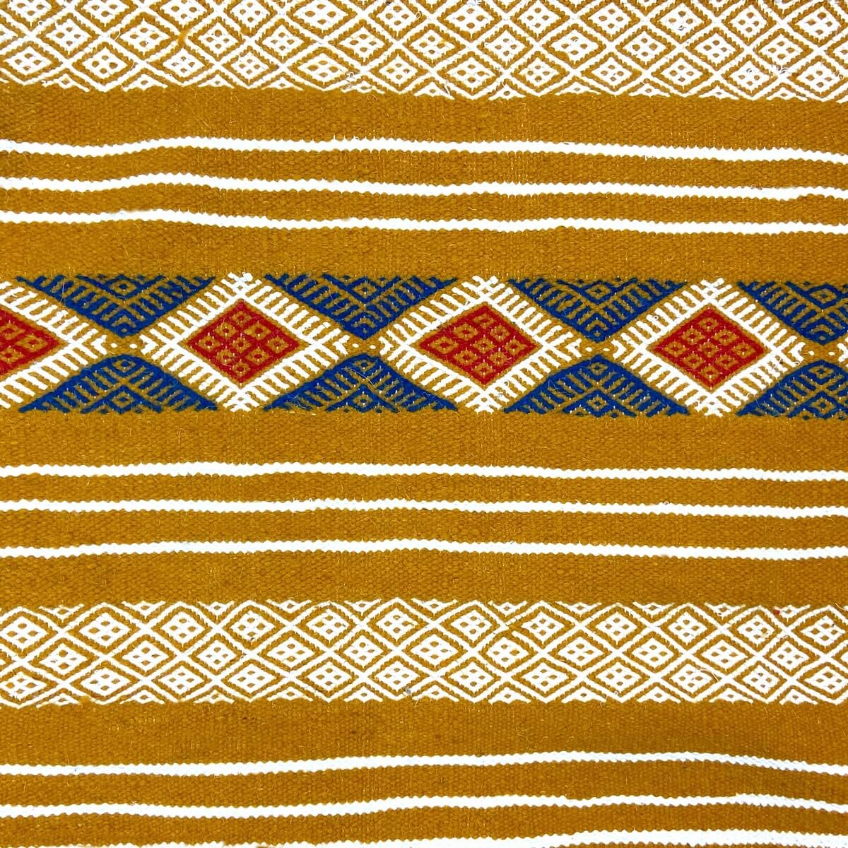 tappeto berbero Tappeto Kilim Kadey 123x196 Giallo (Fatto a mano, Lana) Tappeto kilim tunisino, in stile marocchino. Tappeto ret