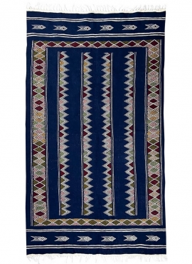 Alfombra bereber Alfombra Kilim Laarbi 135x235 Azul (Hecho a mano, Lana) Alfombra kilim tunecina, estilo marroquí. Alfombra rect