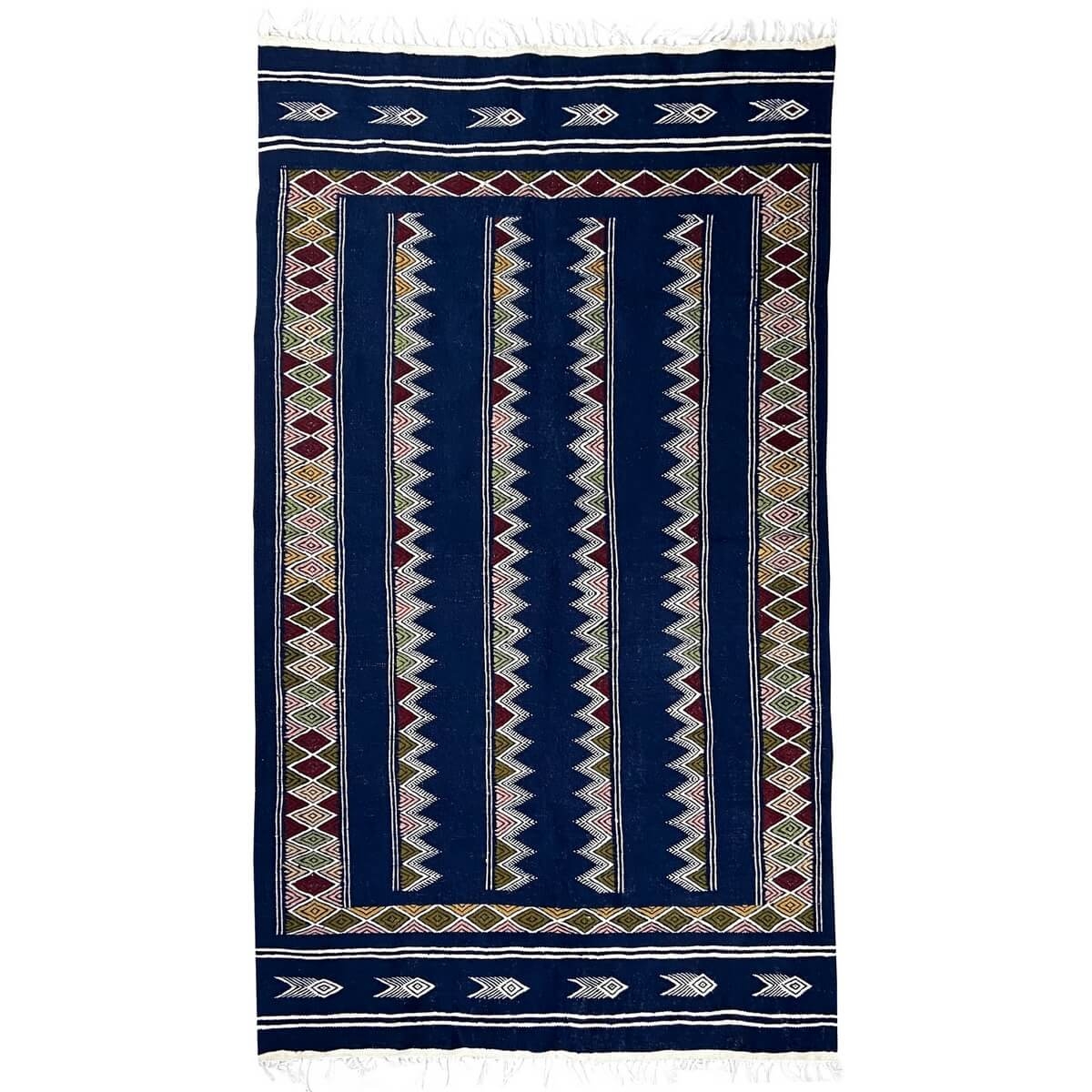 tappeto berbero Tappeto Kilim Laarbi 135x235 Blu (Fatto a mano, Lana) Tappeto kilim tunisino, in stile marocchino. Tappeto retta