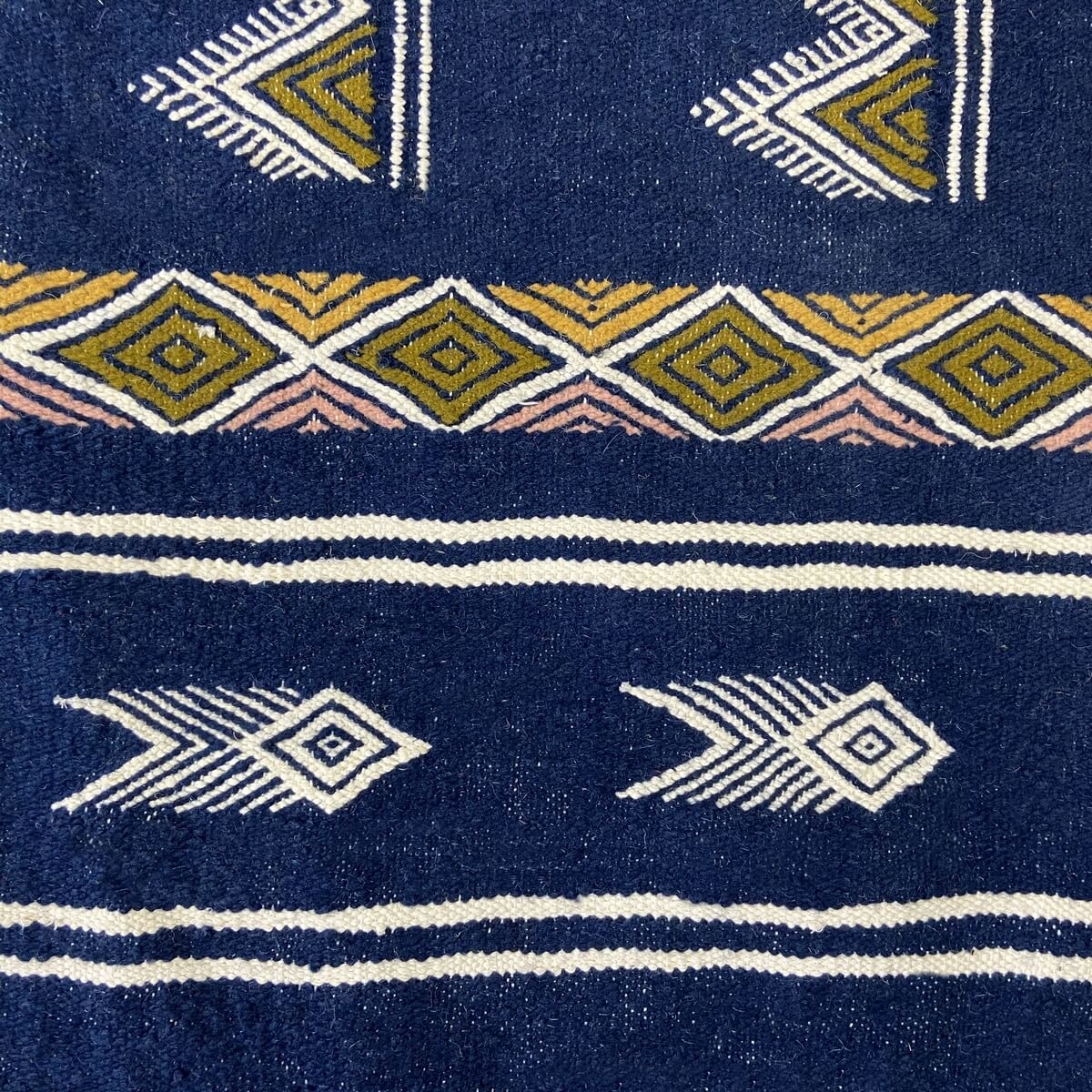 Tapete berbere Tapete Kilim Laarbi 135x235 Azul (Tecidos à mão, Lã) Tapete tunisiano kilim, estilo marroquino. Tapete retangular