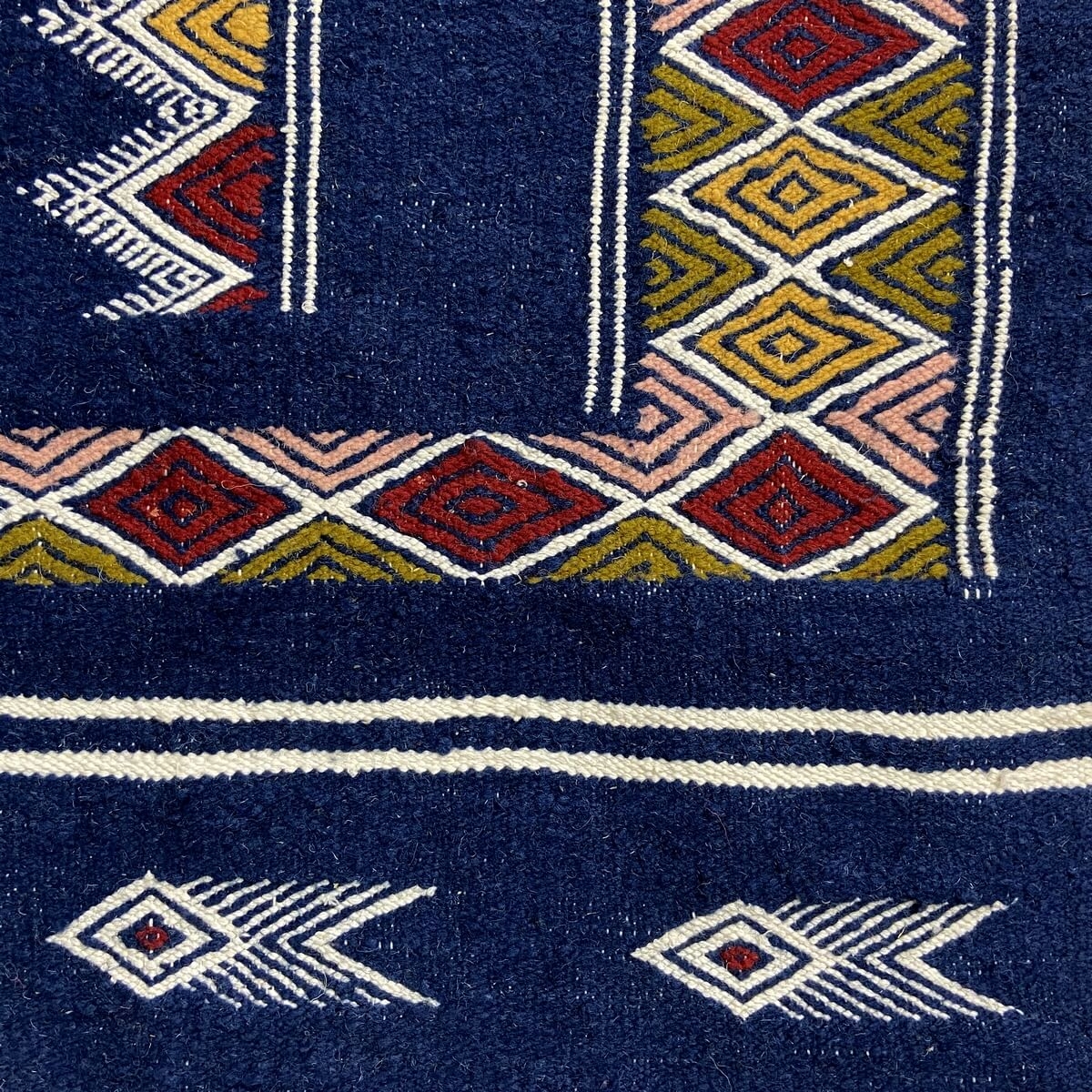 Berber tapijt Tapijt Kilim Laarbi 135x235 Blauw (Handgeweven, Wol, Tunesië) Tunesisch kilimdeken, Marokkaanse stijl. Rechthoekig