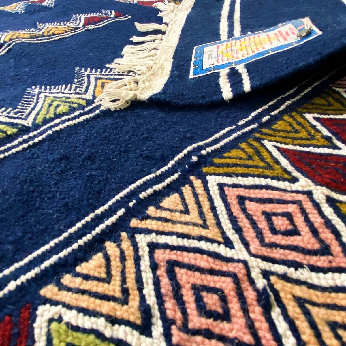 Berber Teppich Teppich Kelim Laarbi 135x235 Blau (Handgewebt, Wolle) Tunesischer Kelim-Teppich im marokkanischen Stil. Rechtecki