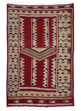 Alfombra bereber Alfombra Kilim Ingad 135x240 Burdeos rojo (Hecho a mano, Lana) Alfombra kilim tunecina, estilo marroquí. Alfomb