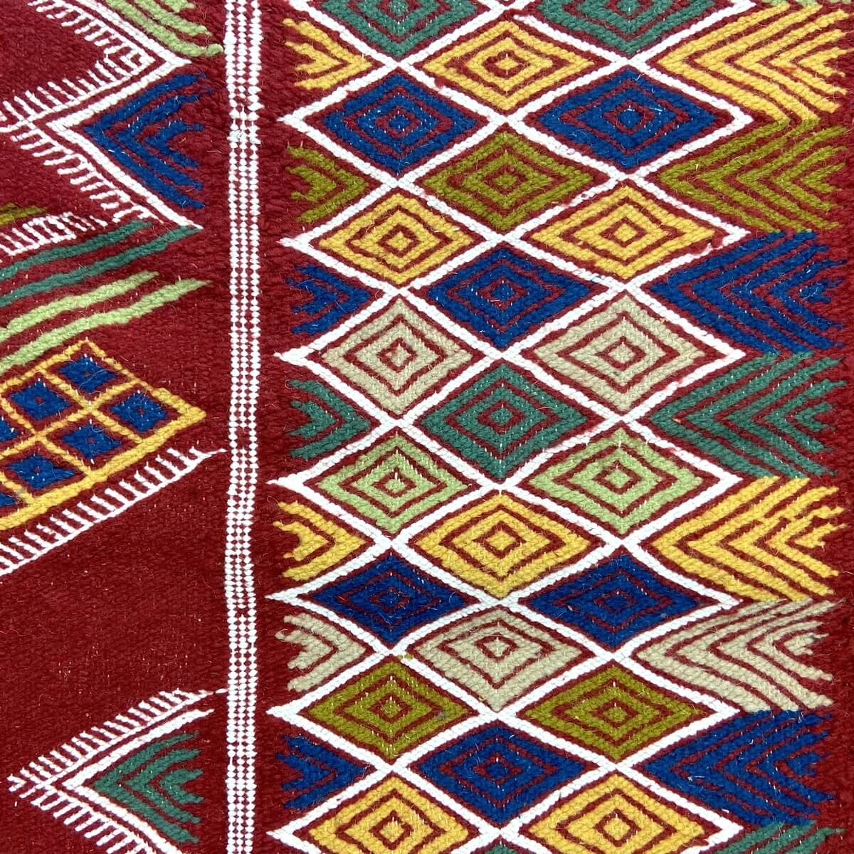 Tapete berbere Tapete Kilim Ingad 135x240 Bordeaux vermelho (Tecidos à mão, Lã) Tapete tunisiano kilim, estilo marroquino. Tapet