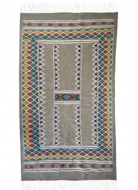 Berber carpet Rug Kilim Gayaya 132x250 Grey (Handmade, Wool) Tunisian Rug Kilim style Moroccan rug. Rectangular carpet 100% wool
