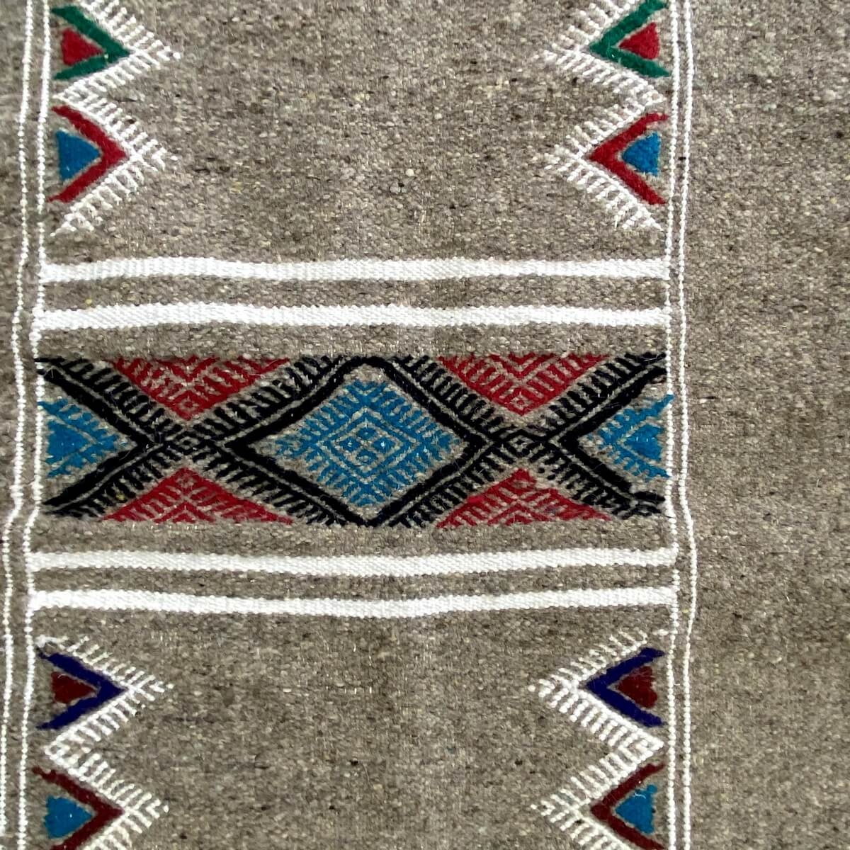 Berber tapijt Tapijt Kilim Gayaya 132x250 Grijs (Handgeweven, Wol, Tunesië) Tunesisch kilimdeken, Marokkaanse stijl. Rechthoekig