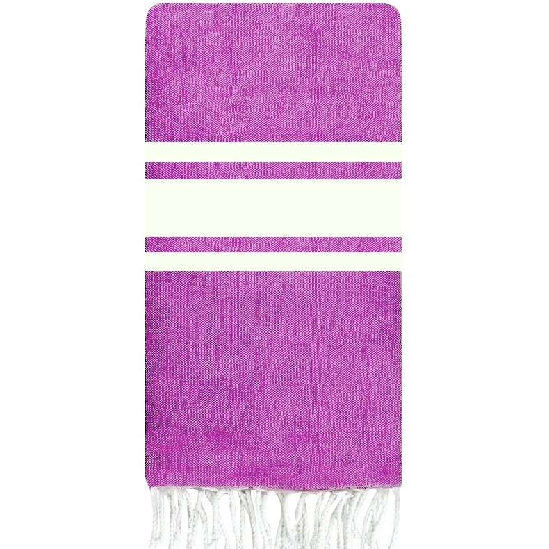 Tapis berbère Fouta Aubegine Toile - 100x200 - Violet - 100% coton Serviette fouta originale de Tunisie. Format classique 100x20