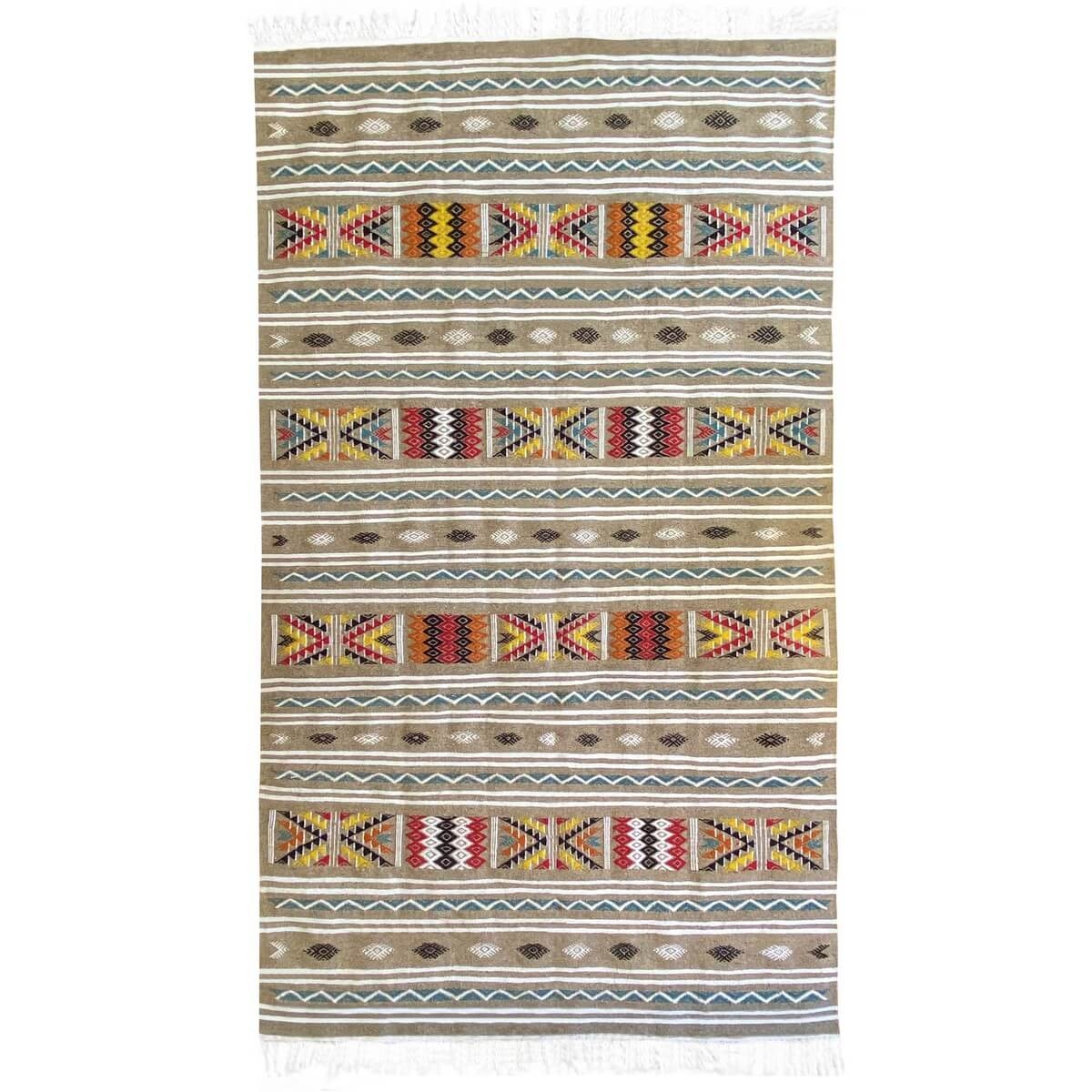 Berber tapijt Tapijt Kilim Aous 150x250 Veelkleurig (Handgeweven, Wol, Tunesië) Tunesisch kilimdeken, Marokkaanse stijl. Rechtho