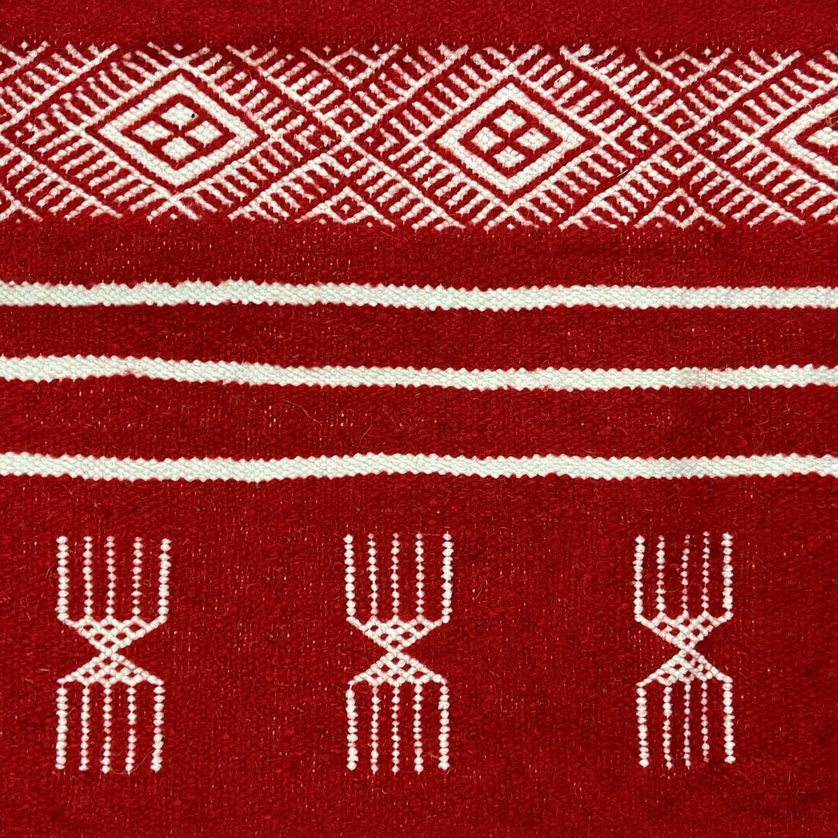 Berber carpet Rug Kilim Kazrach 107x204 Red (Handmade, Wool, Tunisia) Tunisian Rug Kilim style Moroccan rug. Rectangular carpet 