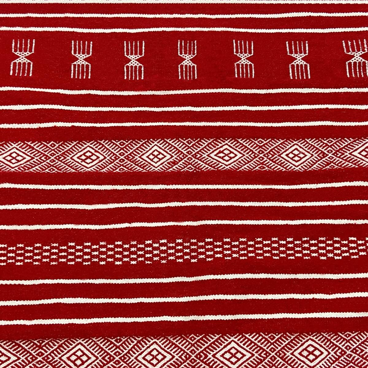 Berber carpet Rug Kilim Kazrach 107x204 Red (Handmade, Wool, Tunisia) Tunisian Rug Kilim style Moroccan rug. Rectangular carpet 
