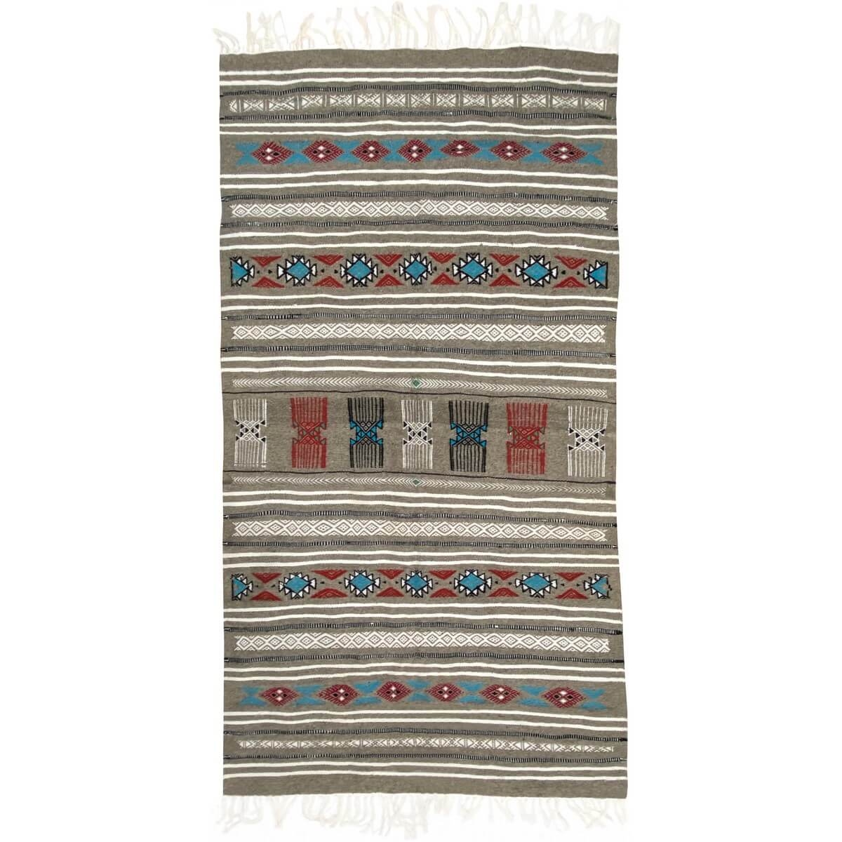 Tapis berbère Tapis Kilim Taief 106x200 Multicolore (Tissé main, Laine) Tapis kilim tunisien style tapis marocain. Tapis rectang
